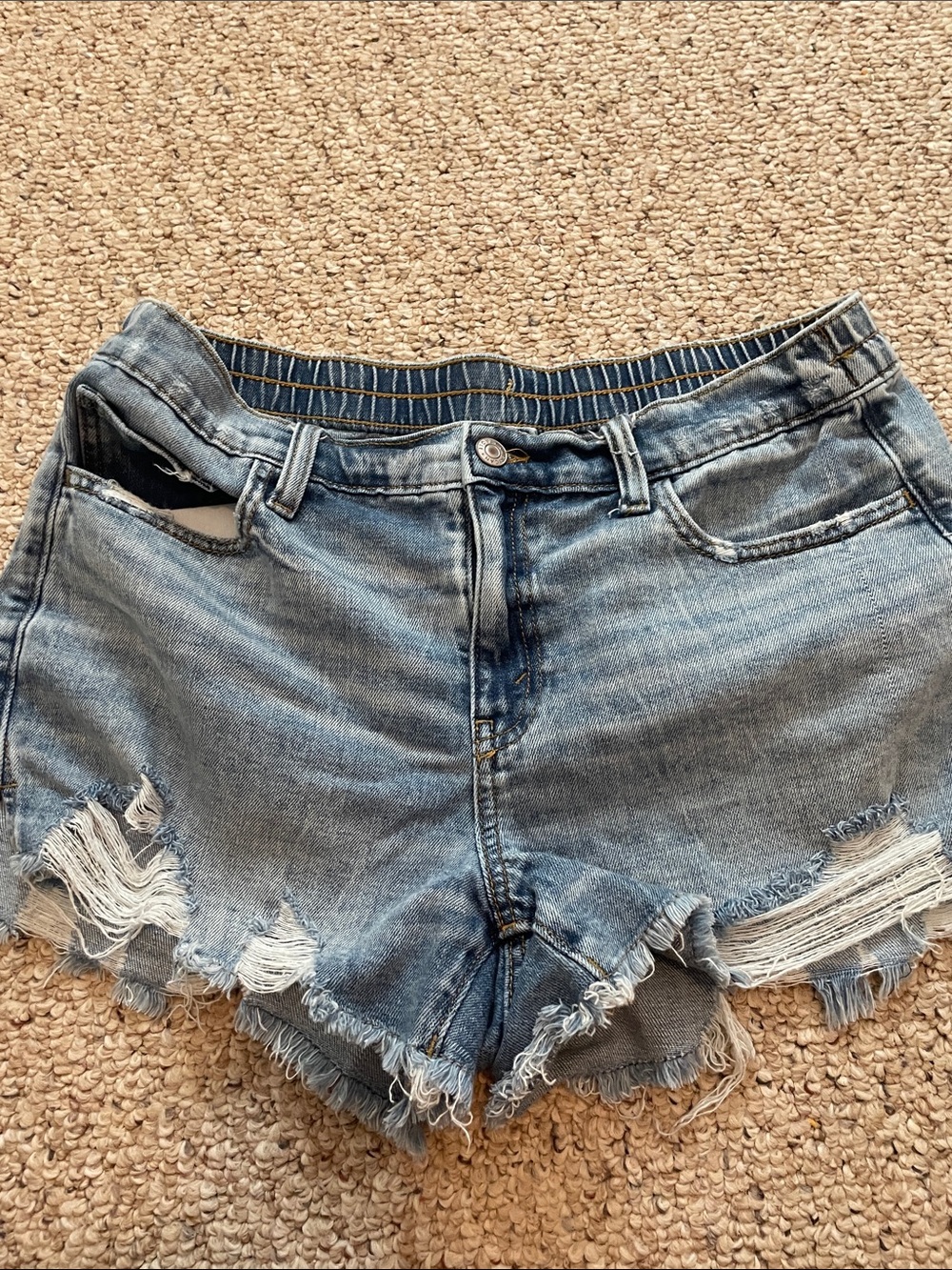 American Eagle Outfitters Light Blue Distressed Cutoff Denim Shorts